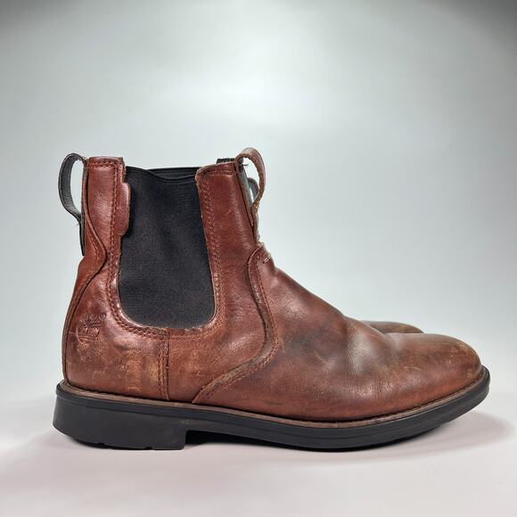 Timberland Carter Notch Chelsea Brown Leather Slip On Casual Boots Mens Size 7 - Picture 1 of 11